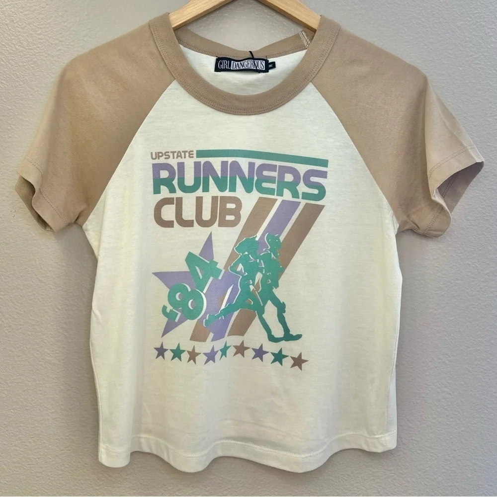 NWT Girl Dangerous Free People Runners Club 84 Graphic Short Sleeve Crop Shirt